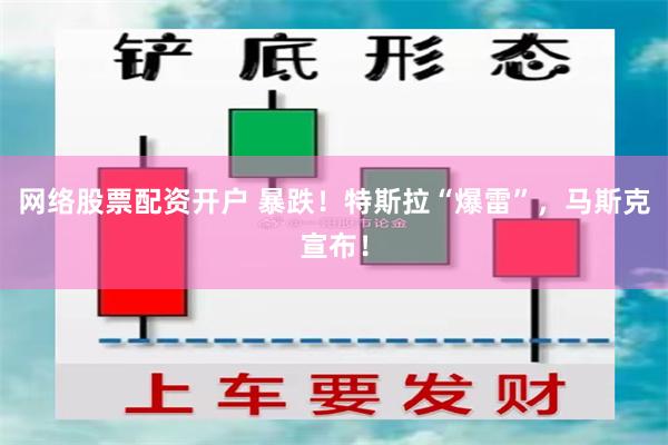网络股票配资开户 暴跌！特斯拉“爆雷”，马斯克宣布！